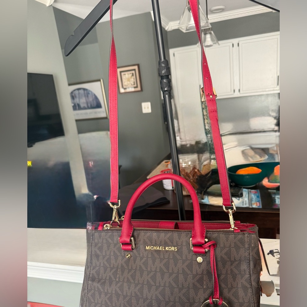 Michael Kors Red and Brown Satchel - Picture 7 of 8